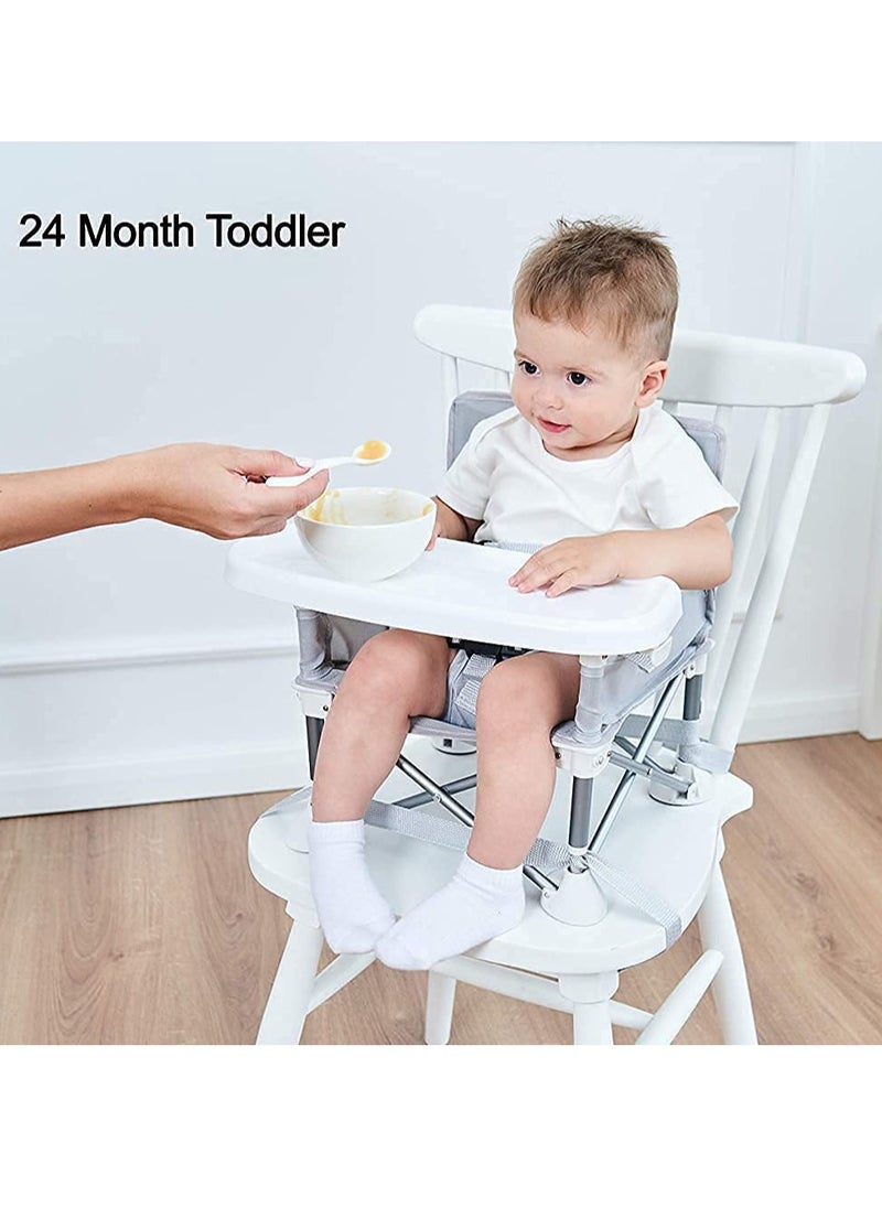 Excefore Portable Baby Seat, Booster Seat for Indoor/Outdoor Use, Folding Portable High Chair, Great for Camping, Beach, Lawn |Toddlers, Kids, Boys, Girls (Gray)  - Image 2