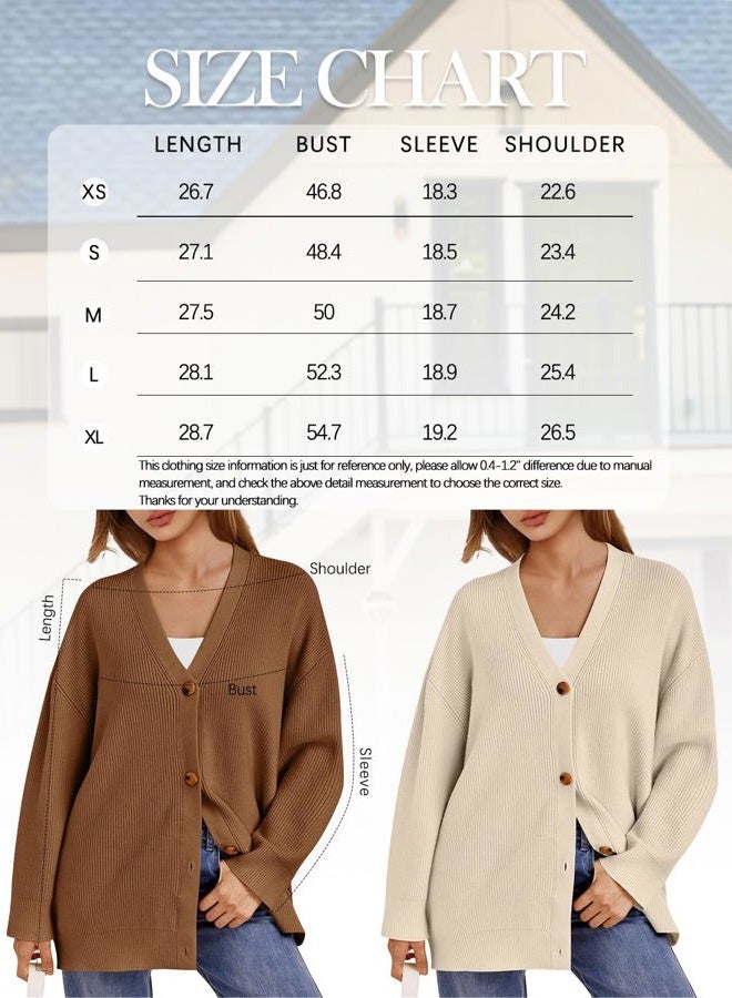 LILLUSORY Women Oversized Cardigan Sweater 2025 Fall Outfits Cloth Fashion V Neck Knit Button Front Casual Trendy Tops, S White, S - Image 5
