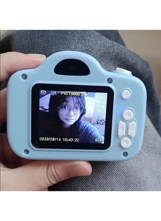 Generic Cute Children's High-definition Dual-camera Digital Camera Campus Students Can Take Photos To Upload Mobile Phone Travel Record Camera-Body Color:Function [video/music/selfie/game/filter] Blue-high-speed Card 64g [can Take 13,000 Photos] + Giveaways  - Image 1