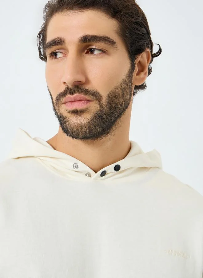 Styli Cream Embroidered Relaxed Fit Hoodie