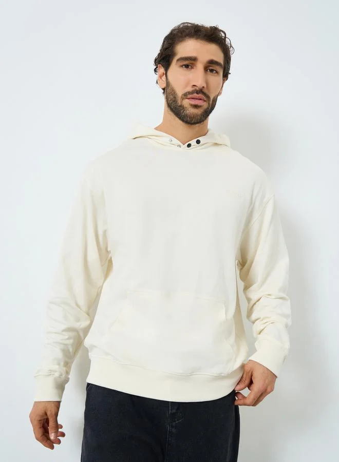 Styli Cream Embroidered Relaxed Fit Hoodie