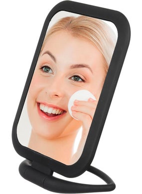 Expressions EXPRESSIONS Premium Soft Touch Rotating Mirror with 1x/2x Magnification - Rectangle Black Vanity Mirror, Handheld or Tabletop Mirror, Magnification Makeup Mirror, Small Desk Mirror or Travel Mirror 