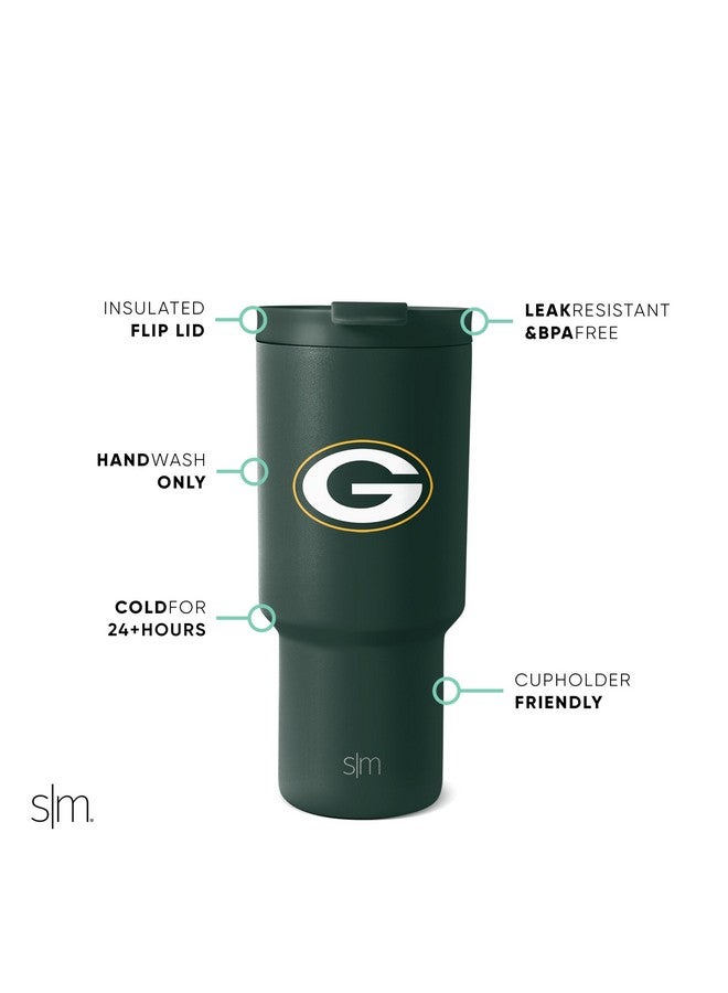 Simple Modern Simple Modern Officially Licensed NFL Green Bay Packers 30 oz Tumbler with Flip Lid and Straws | Insulated Cup Stainless Steel | Gifts for Men Women | Trek Collection | Green Bay Packers - Image 1