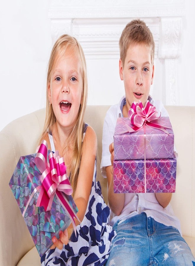 BULKYTREE Birthday Wrapping Paper with Cut Lines for Girls Boys Kids Women Men - 3 Large Sheets Galaxy Mermaid Scale Scallop Gift Wrap for Graduation Anniversaries - 27 Inch X 39.4 Inch Per Sheet - Image 3
