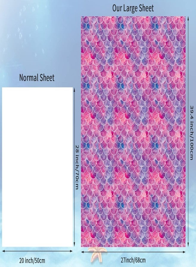 BULKYTREE Birthday Wrapping Paper with Cut Lines for Girls Boys Kids Women Men - 3 Large Sheets Galaxy Mermaid Scale Scallop Gift Wrap for Graduation Anniversaries - 27 Inch X 39.4 Inch Per Sheet - Image 4