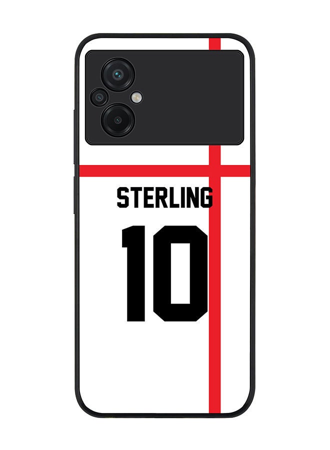 Stylizedd Rugged Black edge case for Xiaomi Poco M5 Slim fit Soft Case Flexible Rubber Edges Anti Drop TPU Gel Thin Cover - Football Team - England Player Name - Sterling - Image 1