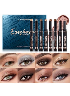 Eyeshadow Stick Set, 8 Colors Matte Professional Bright-Colored Contouring And Highlight Eyeshadow Stick, Cream Eyeshadow Waterproof Long Lasting High Pigmented Eye Shadow