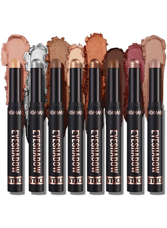 LANGMANNI - Eyeshadow Stick Set, 8 Colors Matte Professional Bright-Colored Contouring And Highlight Eyeshadow Stick, Cream Eyeshadow Waterproof Long Lasting High Pigmented Eye Shadow - Image 1