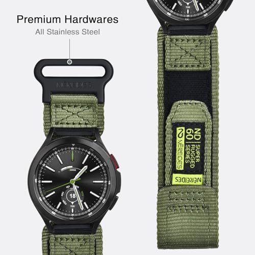 Nereides Band Compatible with Samsung Galaxy Watch 7 6 5 4 40mm 44mm/ Watch 6 4 Classic/Watch 5 Pro/Watch 3 Classic 41mm/Active 2, 20mm Nylon Replacement Sports Strap for Men Women(Army Green,L) - Image 5