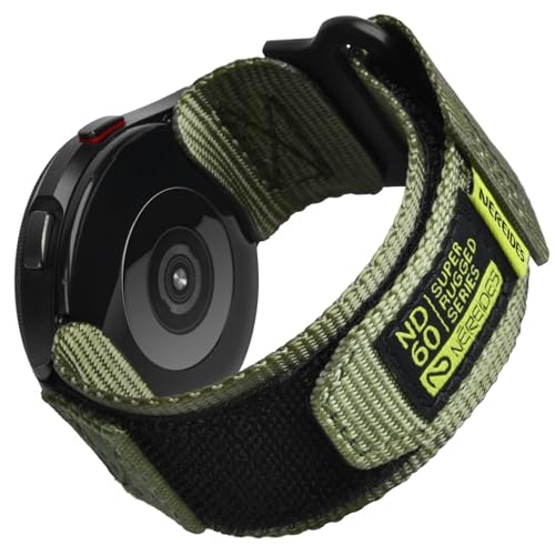 Nereides Band Compatible with Samsung Galaxy Watch 7 6 5 4 40mm 44mm/ Watch 6 4 Classic/Watch 5 Pro/Watch 3 Classic 41mm/Active 2, 20mm Nylon Replacement Sports Strap for Men Women(Army Green,L) - Image 1