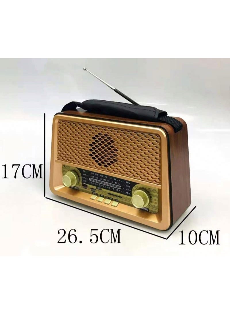 Golon Retro Vintage Wooden Color Radio RX-BT1008 – 3 Band AM/FM/SW Wireless Radio with USB/TF Music Player, Bluetooth & Rechargeable Battery - Image 3