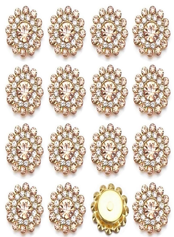 UYTRDVG 100pcs Flower Shaped Rhinestones, Sew On Rhinestones, Embellishments for Crafts, Crystal Gems with Golden Claw for Costume, Clothes, Garments, Dress, Earring, Belt and Shoes(Champagne,14mm) - Image 1
