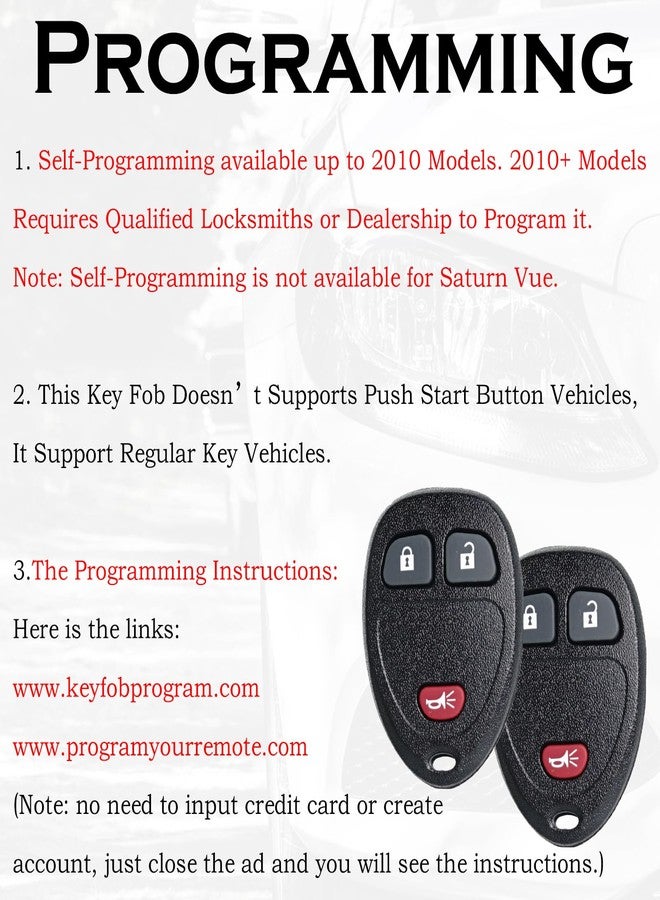 SUPALAND Remote Key Fob Replacement Fits for Chevy Silverado 1500 2500 Tahoe Suburban Avalanche Equinox GMC Sierra Acadia Yukon XL 2007 2008 2009 2010 2011-2013 Express Traverse Keyless Entry Control - Image 4