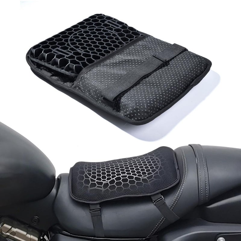 STHIRA 3D Breathable Motorcycle Gel Cushion With Vibration Absorption Seat Shockproof Bike Seat Cushion For Long Ride Comfortable Cycle Seat Cover Universal Anti-Slip Gel Seat For Bikes,Scooters,Black - Image 1