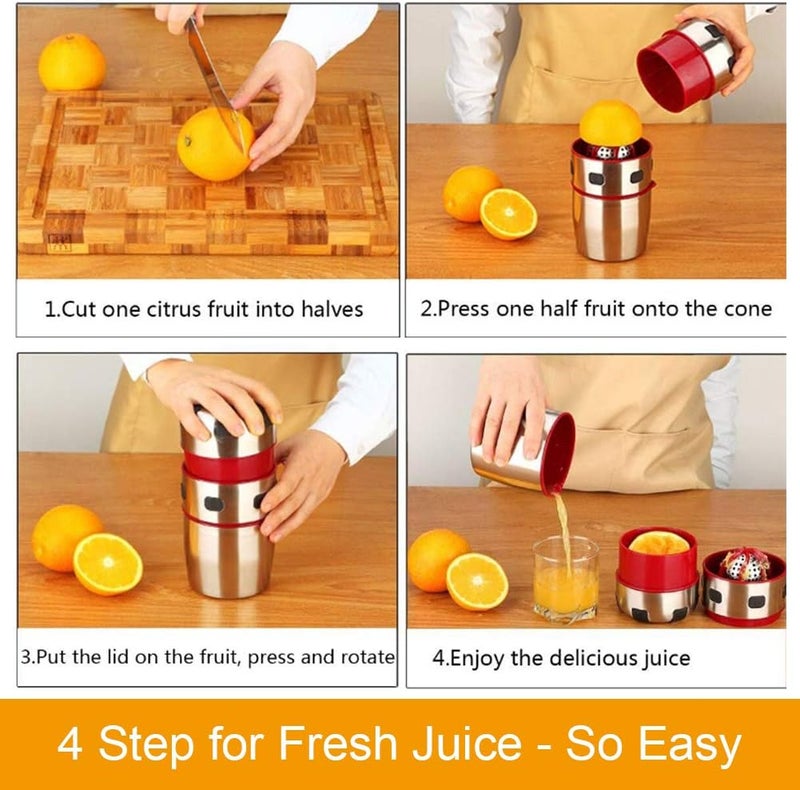 klarako Citrus Juicer Squeezer, Manual Citrus Press and Orange Squeezer - Metal Lemon Squeezer, Manual Hand Juicer with Strainer and Container, Hand Juicer Citrus Orange Squeezer for Lemon, Lime,Citrus - Image 3