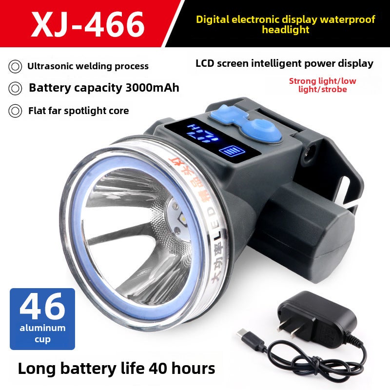 2024 High-Power LED Headlamp for Night Fishing 466 LCD display super waterproof battery life 10-40 hours 466 LCD display super waterproof battery life 10-40 hours