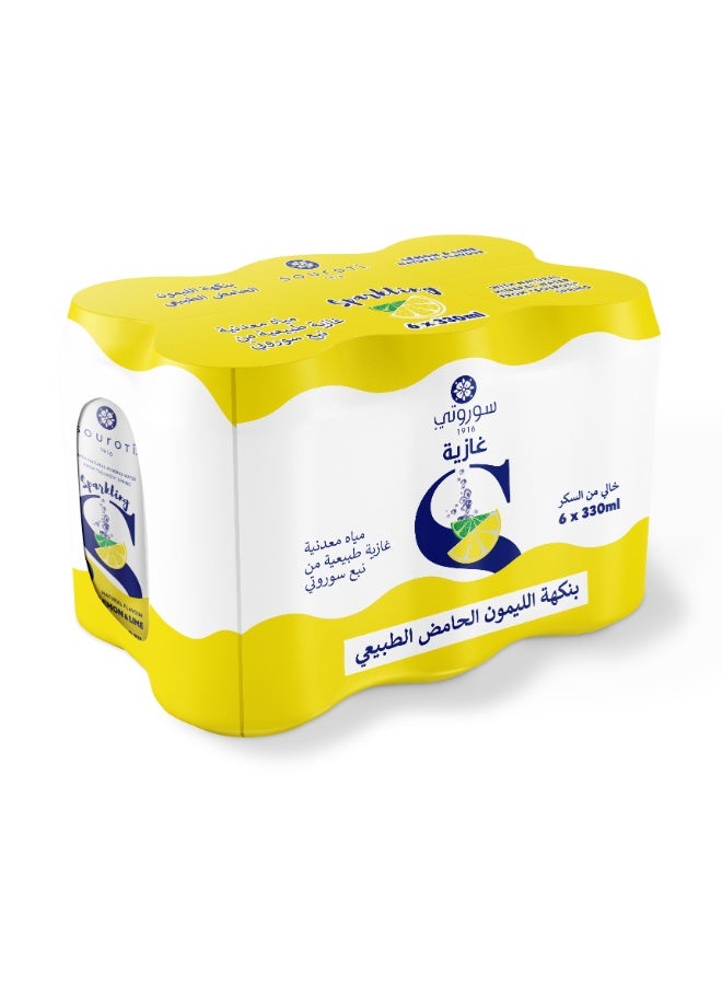 souroti مياه سوروتي الفوارة بالليمون 330 مل × 6 - Image 1