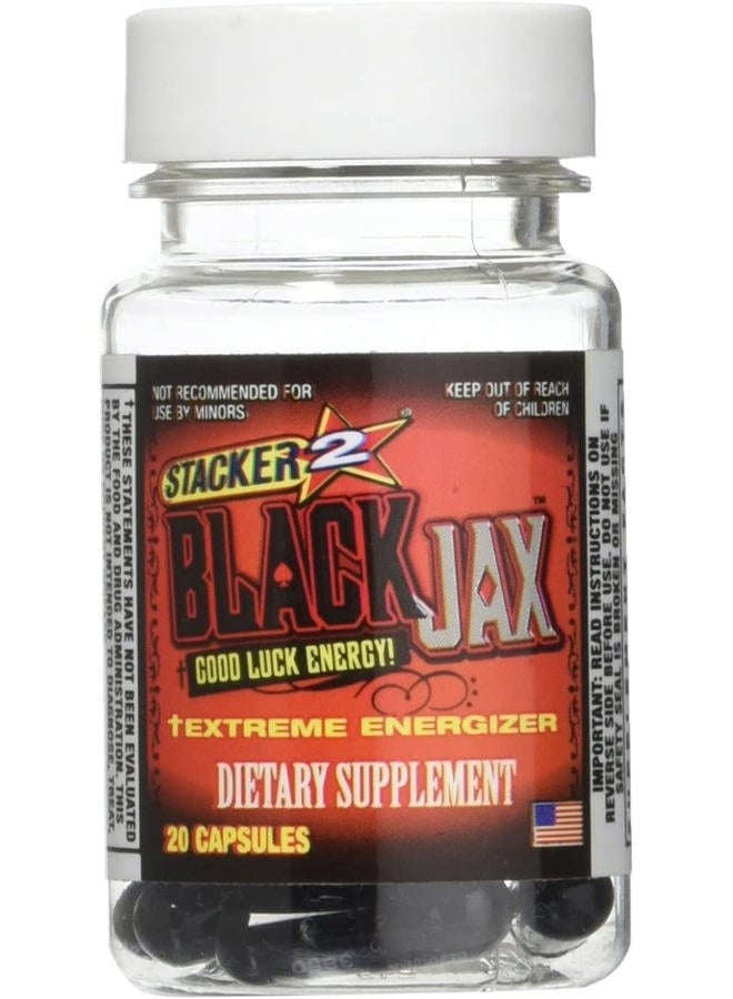 STACKER 2 Black Jax Good Luck Energy Extreme Energizer Dietary Supplement 20ct Capsules/Bottle (Lot of 6 X) = 120 Capsules - Image 2