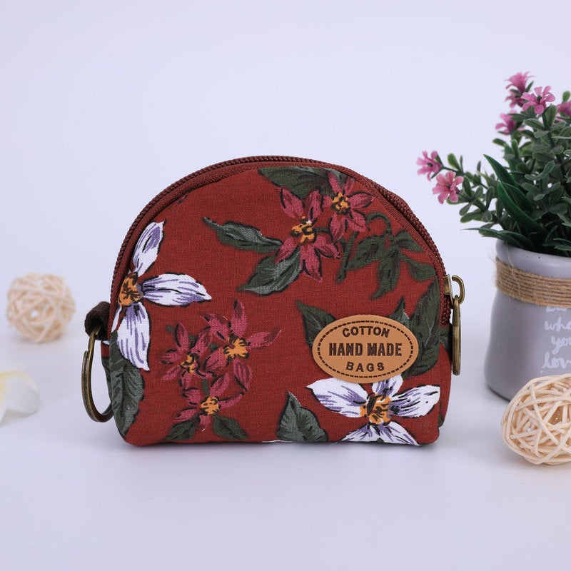 New Shell Floral Coin Purse WalletNine-color flower semicircle-Bordeaux Nine-color flower semicircle-Bordeaux
