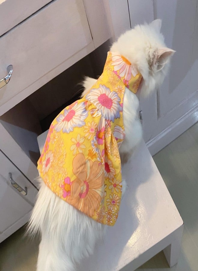Lulala Floral Print Dog Dress, Summer Pet Frock with Daisy Pattern, Princess Tutu Skirt Outfit for Small Dogs and Cats, Lightweight Cute Apparel for Girls (10Inch, Yellow) - Image 1