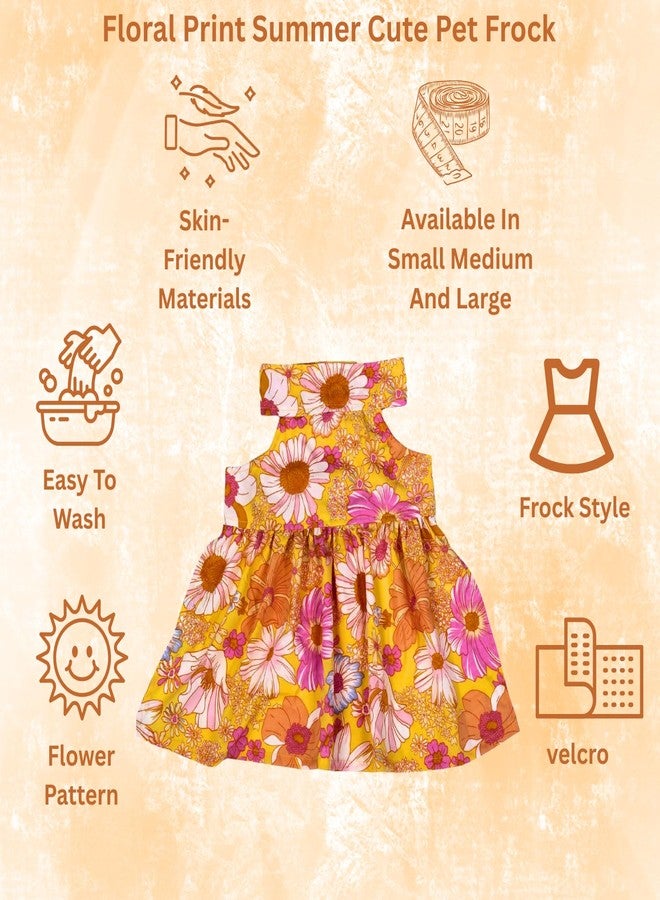 Lulala Floral Print Dog Dress, Summer Pet Frock with Daisy Pattern, Princess Tutu Skirt Outfit for Small Dogs and Cats, Lightweight Cute Apparel for Girls (10Inch, Yellow) - Image 5