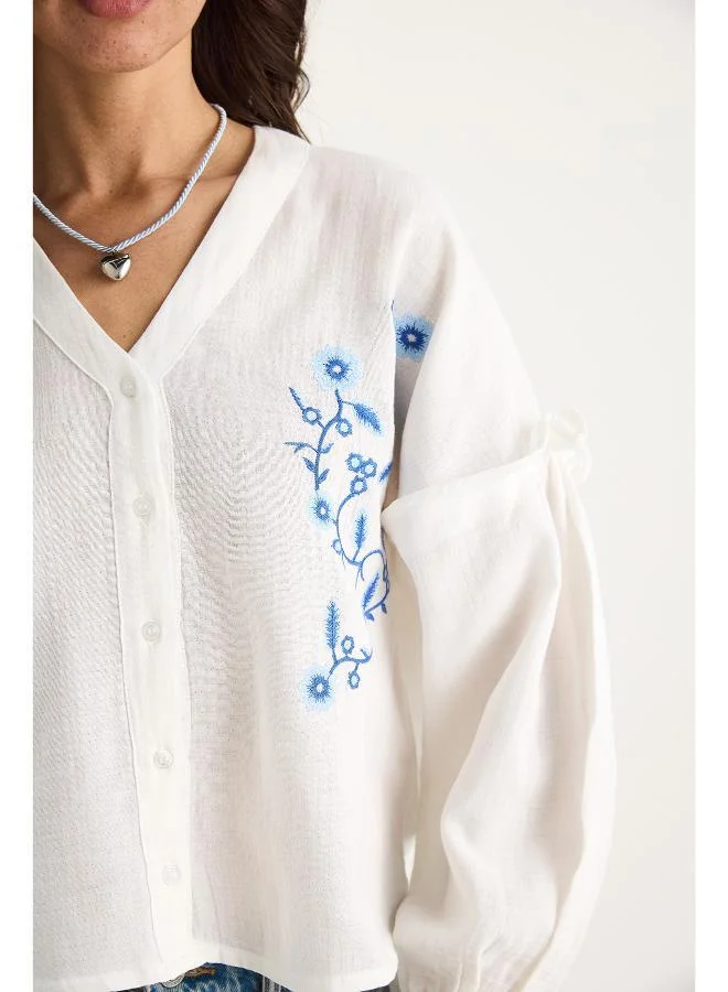 Ginger  Boho Embroidered Button Up Blouse for Women | Best Price UAE