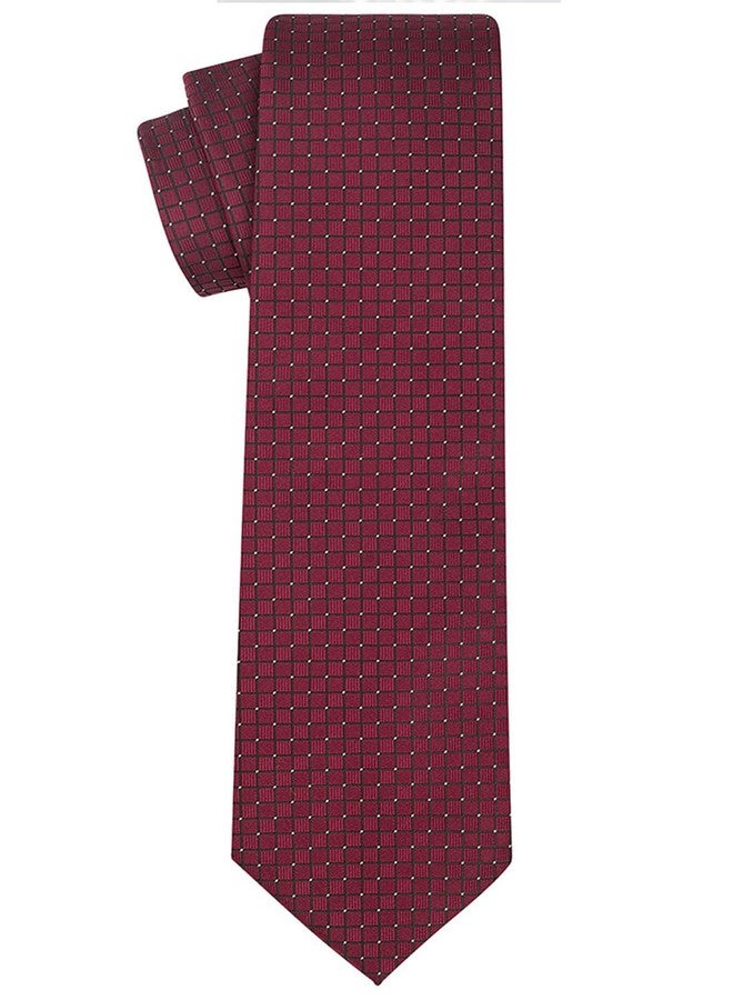 KissTies Burgundy Red Tie Set Solid Necktie + Hanky + Gift Box - Image 3