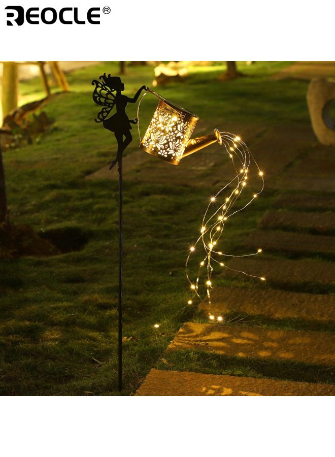 REOCLE Solar Fairy Lights with Watering Can Design and LED String Lights Metal Garden Decor with Auto Illumination for Courtyard Lawn Festival Decoration - Image 1