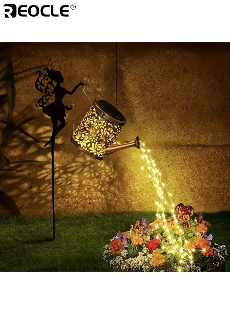 REOCLE Solar Fairy Lights with Watering Can Design and LED String Lights Metal Garden Decor with Auto Illumination for Courtyard Lawn Festival Decoration - Image 2