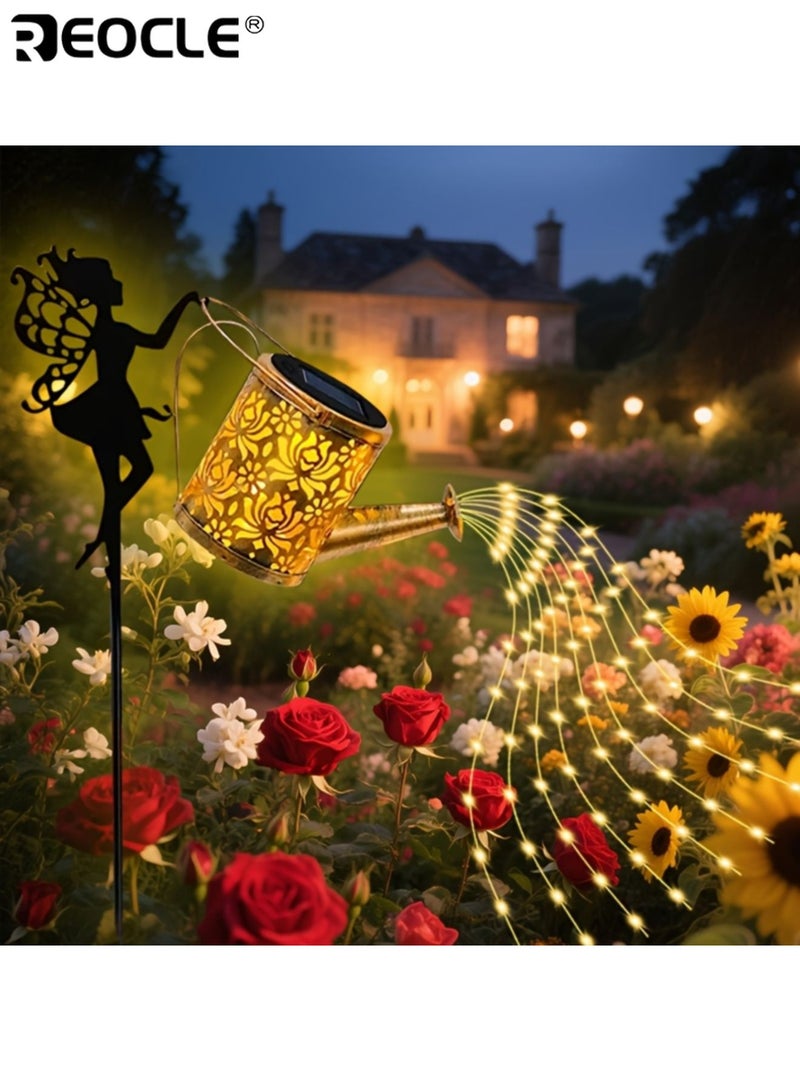 REOCLE Solar Fairy Lights with Watering Can Design and LED String Lights Metal Garden Decor with Auto Illumination for Courtyard Lawn Festival Decoration - Image 5
