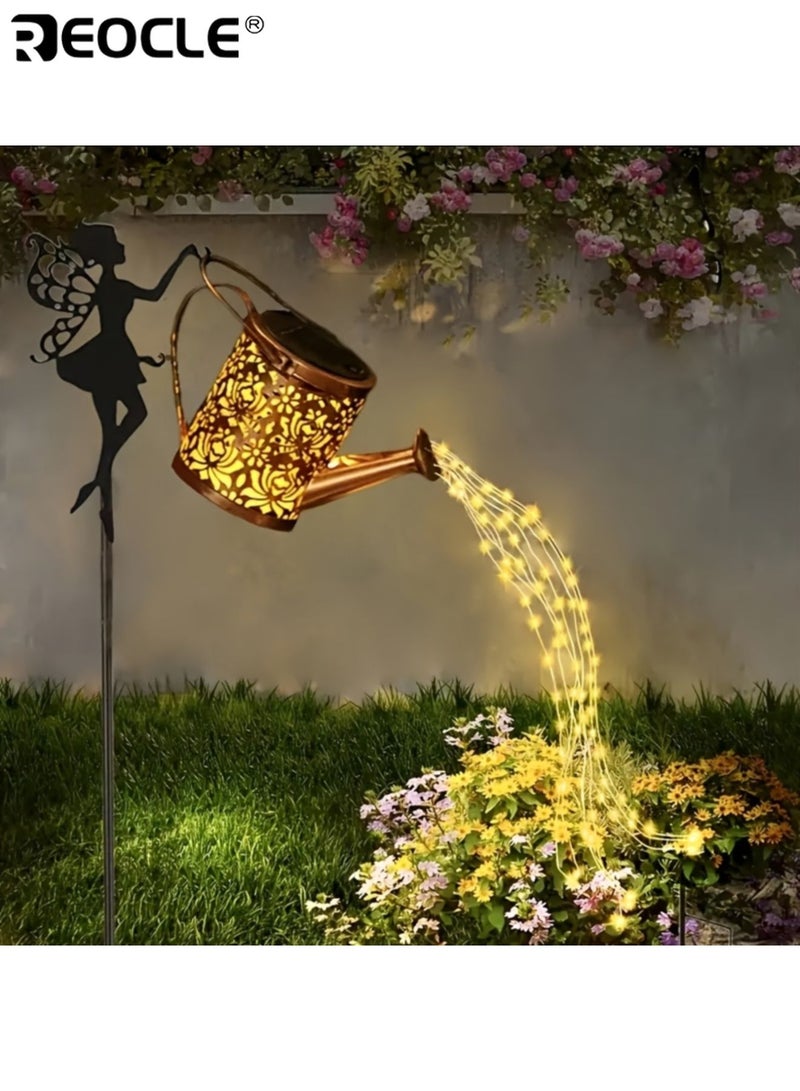 REOCLE Solar Fairy Lights with Watering Can Design and LED String Lights Metal Garden Decor with Auto Illumination for Courtyard Lawn Festival Decoration - Image 3