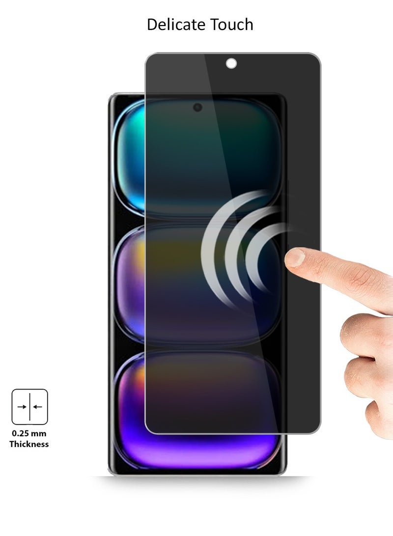 Techie عبوة 2 من واقي الشاشة الزجاجي المقسى عالي الدقة للخصوصية لهاتف Infinix Hot 50 5G - مضاد للفقاعات صلابة 9H سمك 0.33 مم حواف مدورة تركيب سهل - Image 4