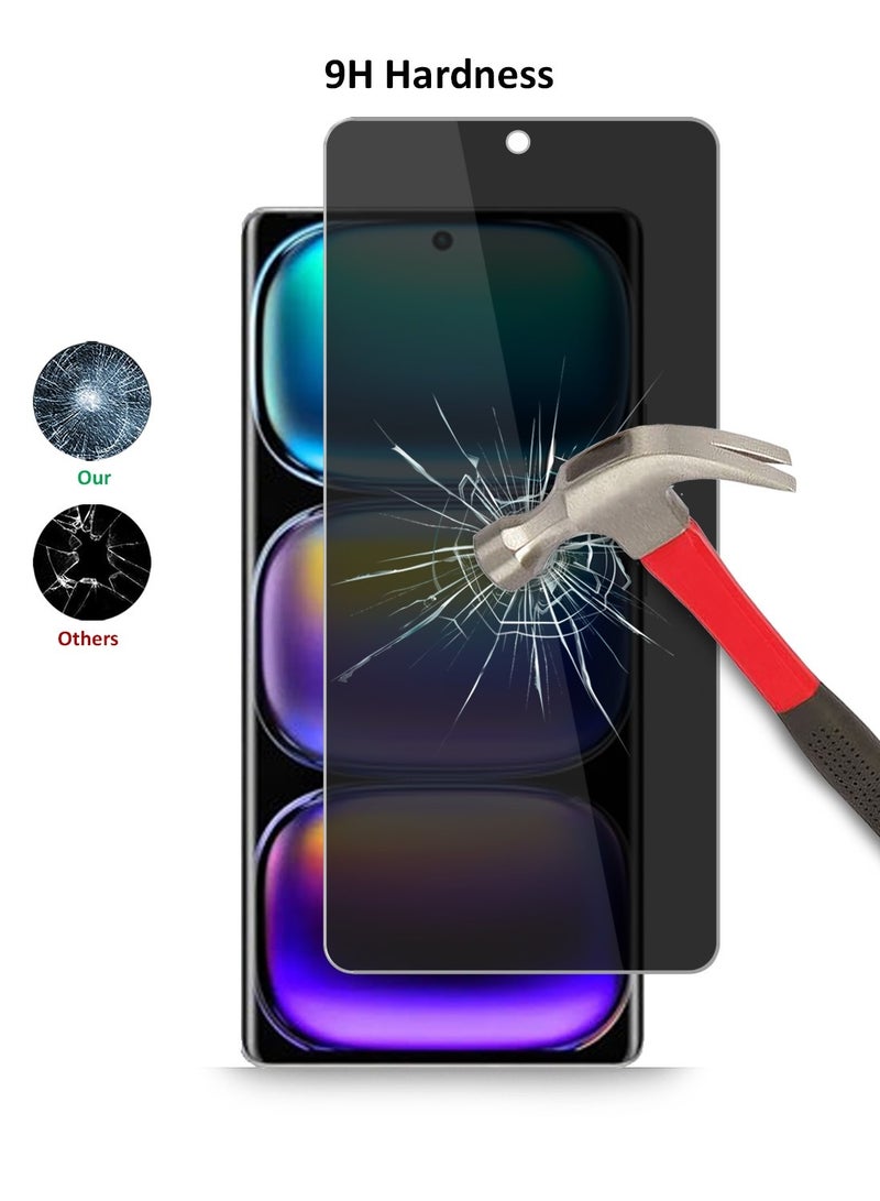 Techie عبوة 2 من واقي الشاشة الزجاجي المقسى عالي الدقة للخصوصية لهاتف Infinix Hot 50 5G - مضاد للفقاعات صلابة 9H سمك 0.33 مم حواف مدورة تركيب سهل - Image 3