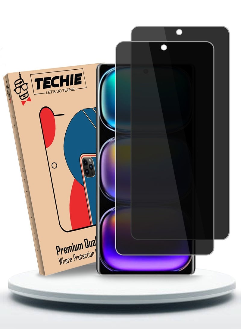 Techie عبوة 2 من واقي الشاشة الزجاجي المقسى عالي الدقة للخصوصية لهاتف Infinix Hot 50 5G - مضاد للفقاعات صلابة 9H سمك 0.33 مم حواف مدورة تركيب سهل - Image 1