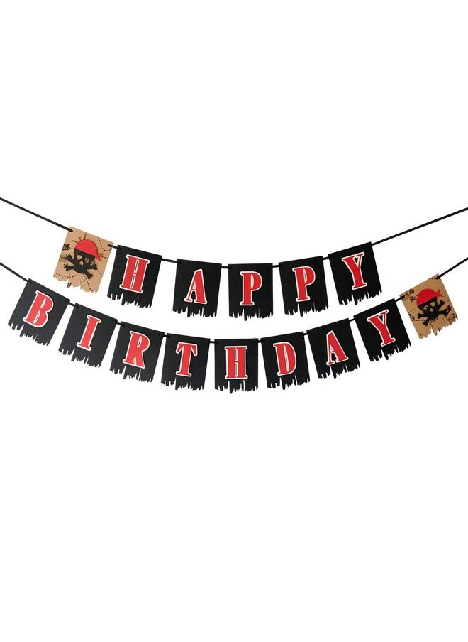 Pinfliers Pinfliers Pirate Theme Birthday Decoration for Boys & Girls | Happy Birthday Banner for Kids | Birthday Party Background Wall Banner Items - 15 Pieces/Black/Multicolor / 64.5 inches Length  - Image 1