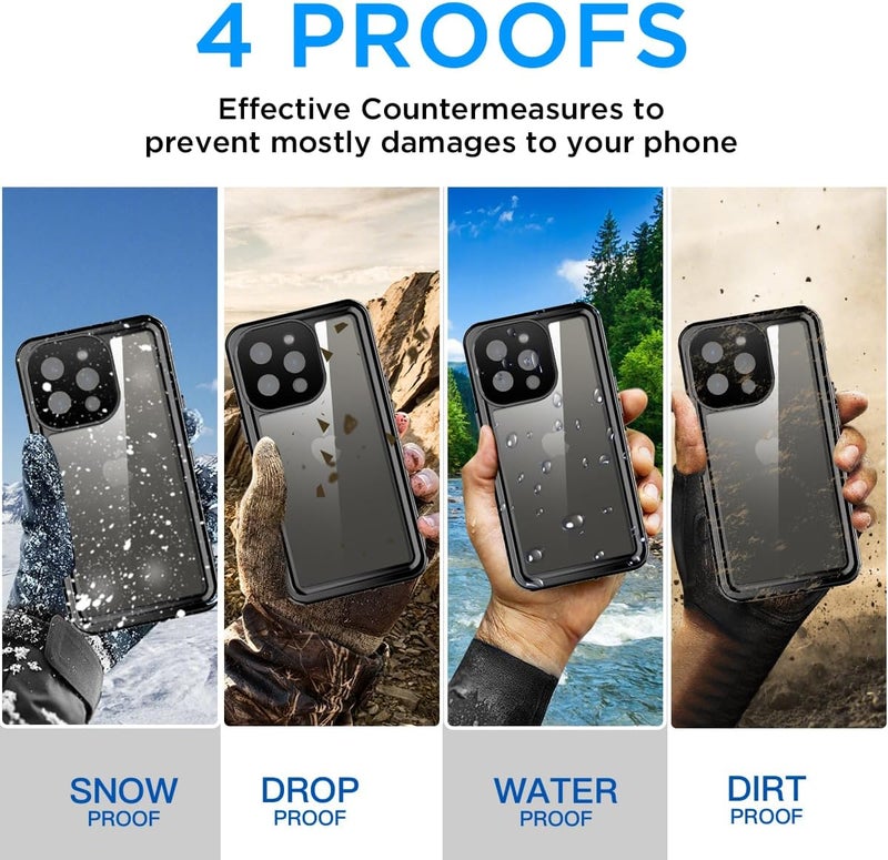 ايه اي كيس غطاء مقاوم للماء لهاتف iPhone 13 Pro (6.1 بوصة) مقاوم للثلوج والغبار والصدمات، معتمد بشهادة IP68 للحماية الكاملة للجسم، غطاء واقي مغلق بالكامل تحت الماء لهاتف Apple iPhone 13 Pro مقاس 6.1 بوصة - Image 3