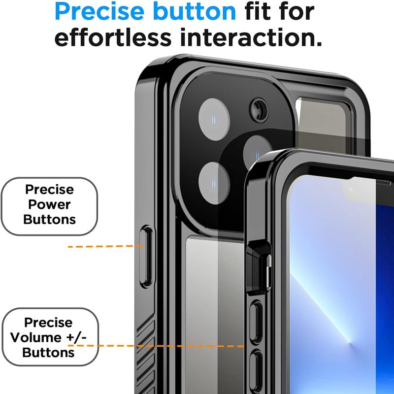 ايه اي كيس غطاء مقاوم للماء لهاتف iPhone 13 Pro (6.1 بوصة) مقاوم للثلوج والغبار والصدمات، معتمد بشهادة IP68 للحماية الكاملة للجسم، غطاء واقي مغلق بالكامل تحت الماء لهاتف Apple iPhone 13 Pro مقاس 6.1 بوصة - Image 4