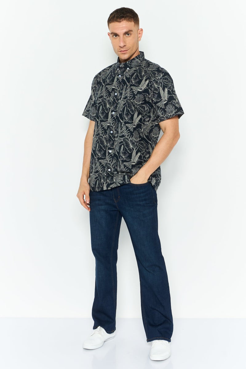 CROSSHATCH قمصان رجالية بقصة عادية بطباعة شاملة بأكمام قصيرة، متعددة الألوان - Image 4