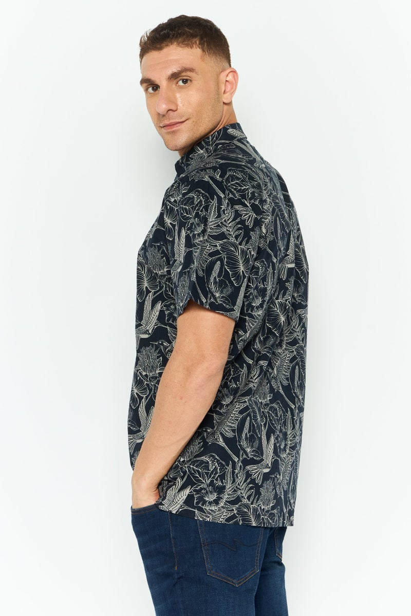 CROSSHATCH قمصان رجالية بقصة عادية بطباعة شاملة بأكمام قصيرة، متعددة الألوان - Image 3