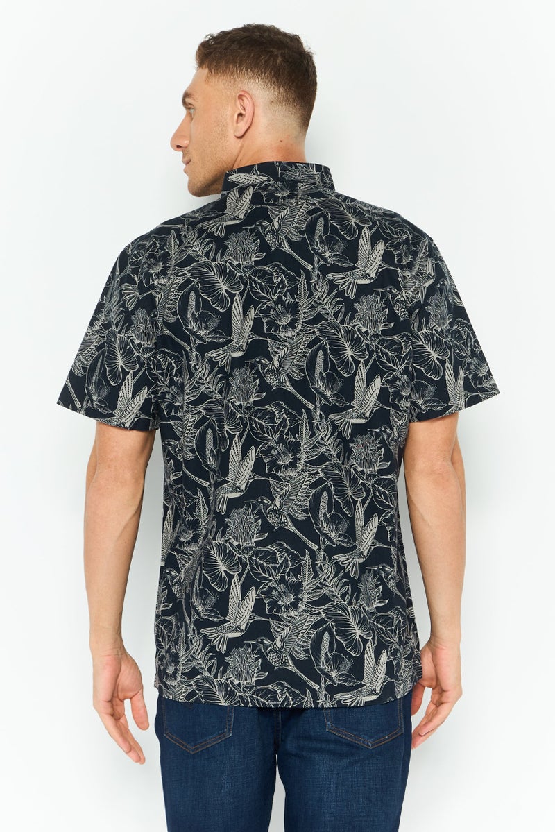 CROSSHATCH قمصان رجالية بقصة عادية بطباعة شاملة بأكمام قصيرة، متعددة الألوان - Image 2