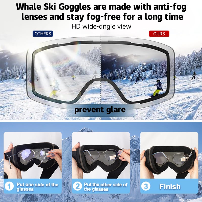 Whale Professional Ski Goggles With A Frameless, Interchangeable Lens Design, Anti-Fog And UV400 Protection, Suitable For Both Men And Women(Electroplated purple) - Image 3