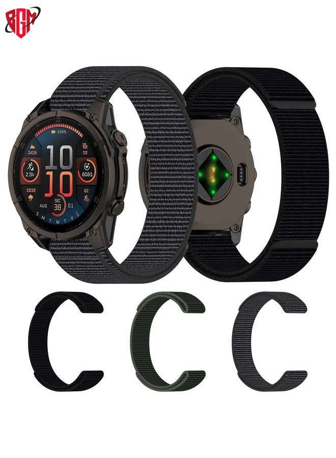 BGM Watch Band Strap For Garmin Fenix 8 AMOLED 51mm Nylon Hook and Loop Fastener 26mm Watch Band(Gray)  - Image 4