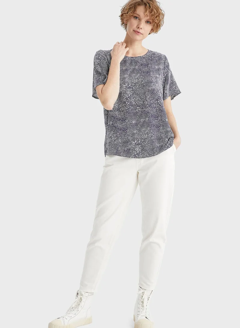 DeFacto Printed Crew Neck T-Shirt