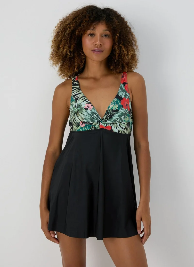 Matalan Black Floral Swimdress