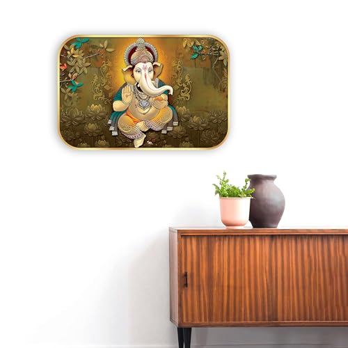 Indianara Lord Ganesha Painting With Frame 18 Inches X 12 Inches - Image 3