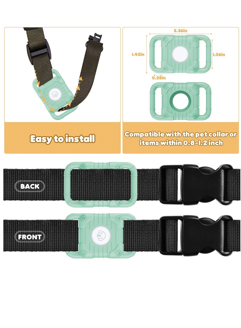 SYOSI Airtag Dog Collar Holder, 2 PCS Silicone Apple Airtag Holder for Cat Dog Collar, Waterproof Protective Air Tag Holder Case,Soft Silicone Case Lightweight Anti Scratch Anti Lost (Black & Green) - Image 2