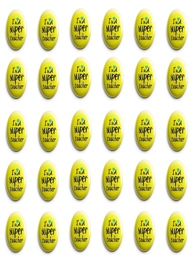 Hubops i m a super teacher badge Round Pin Button Badge for Happy Teachers Day & Other Events school 44mm (pack of 30) - Image 1