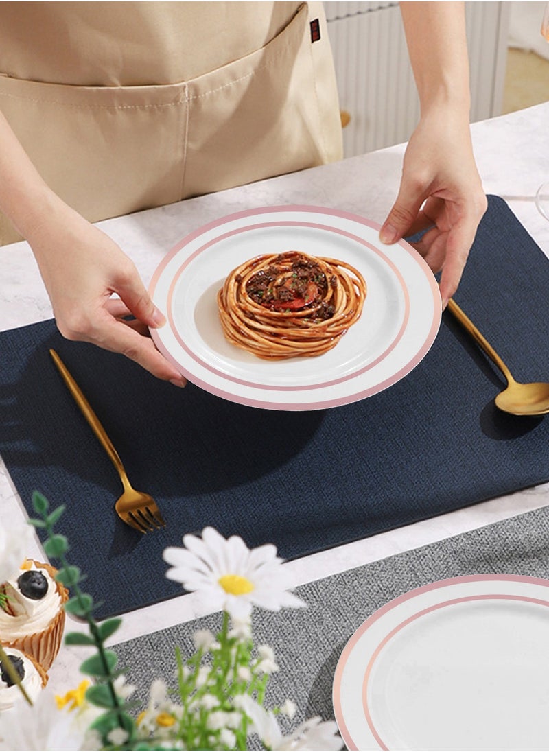 HomarKet 50PCS Rose Gold Plastic Plates, Heavy Duty Disposable Rose Gold Plates with 25 10.25 inch Dinner Plates and 25 7.5 inch Salad/Dessert Appetizer Plates, Disposable Plates for Party, Holiday, and Wedding  - Image 3