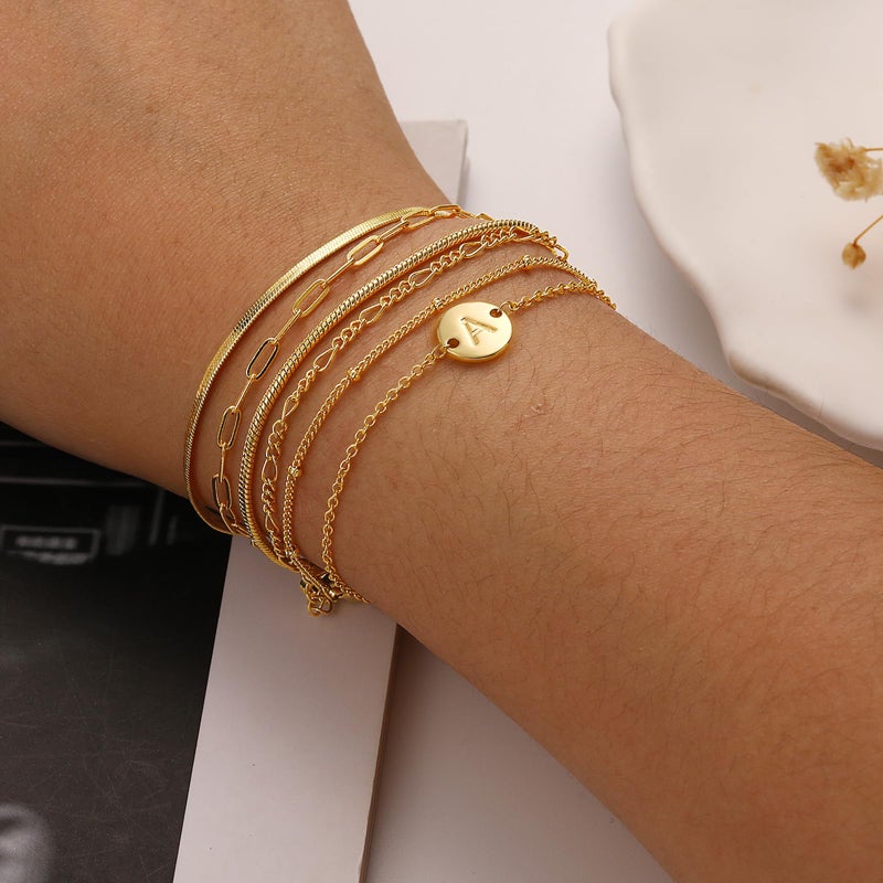 Lydow Bracelets for Women, Stack Jewelry Set Initial A Chain Stackable Letter Teen Accessories Pulseras Para Mujer 6 Inch 6PCS Valentine's Gifts Jewelry - Image 2