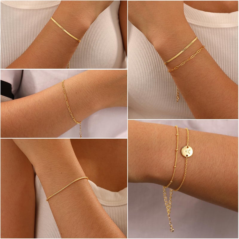 Lydow Bracelets for Women, Stack Jewelry Set Initial A Chain Stackable Letter Teen Accessories Pulseras Para Mujer 6 Inch 6PCS Valentine's Gifts Jewelry - Image 3